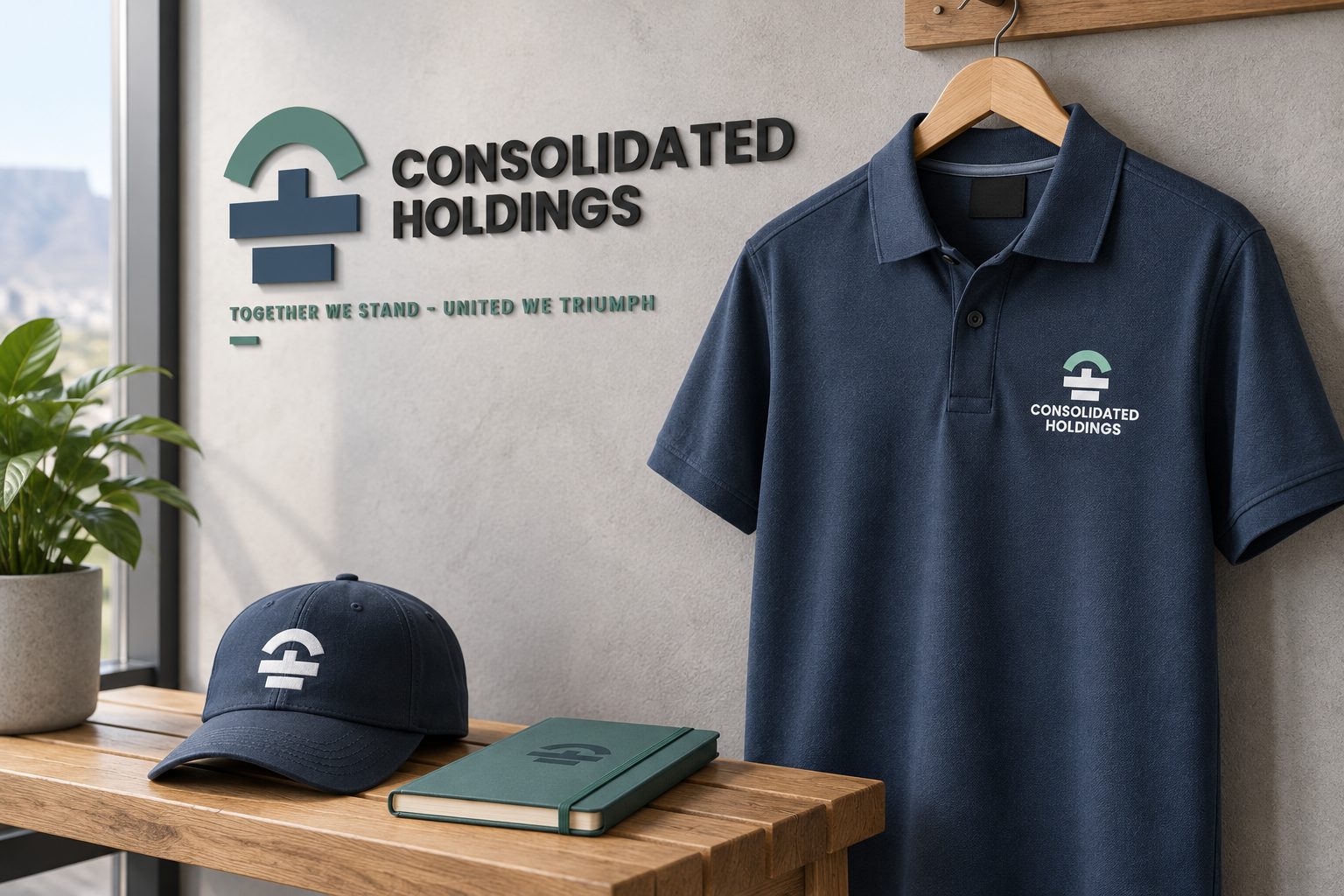 Consolidated Holdings branded polo shirt and cap