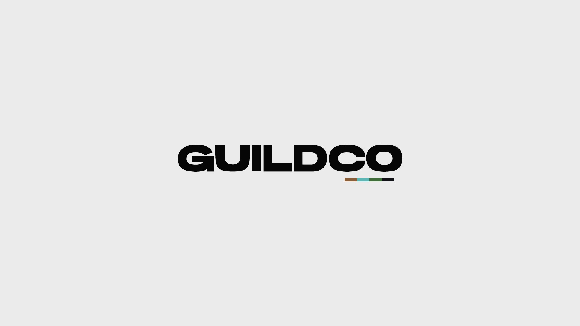 Guildco black wordmark and colour accent on a light background