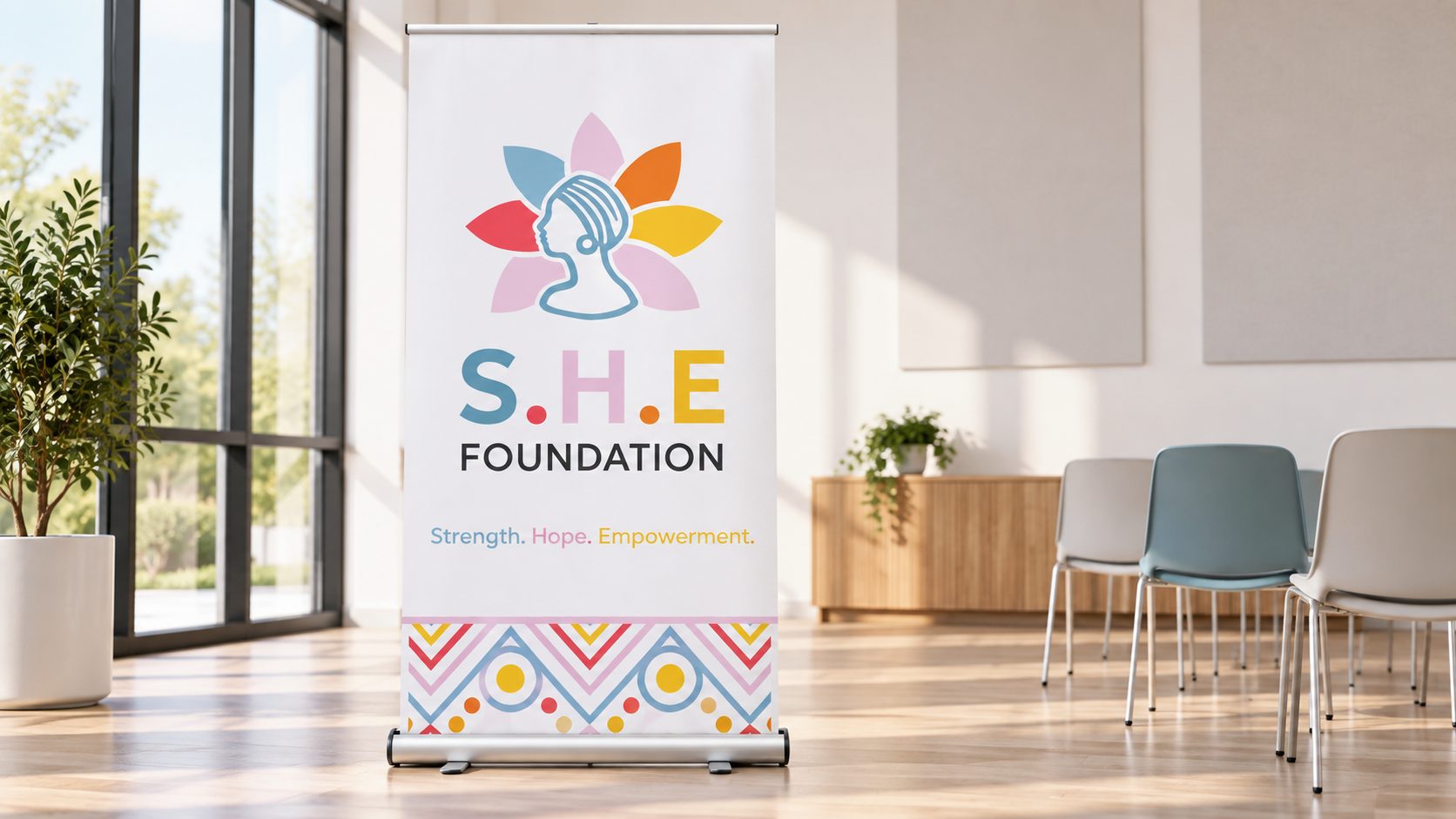 SHE Foundation concept mockup: event banner